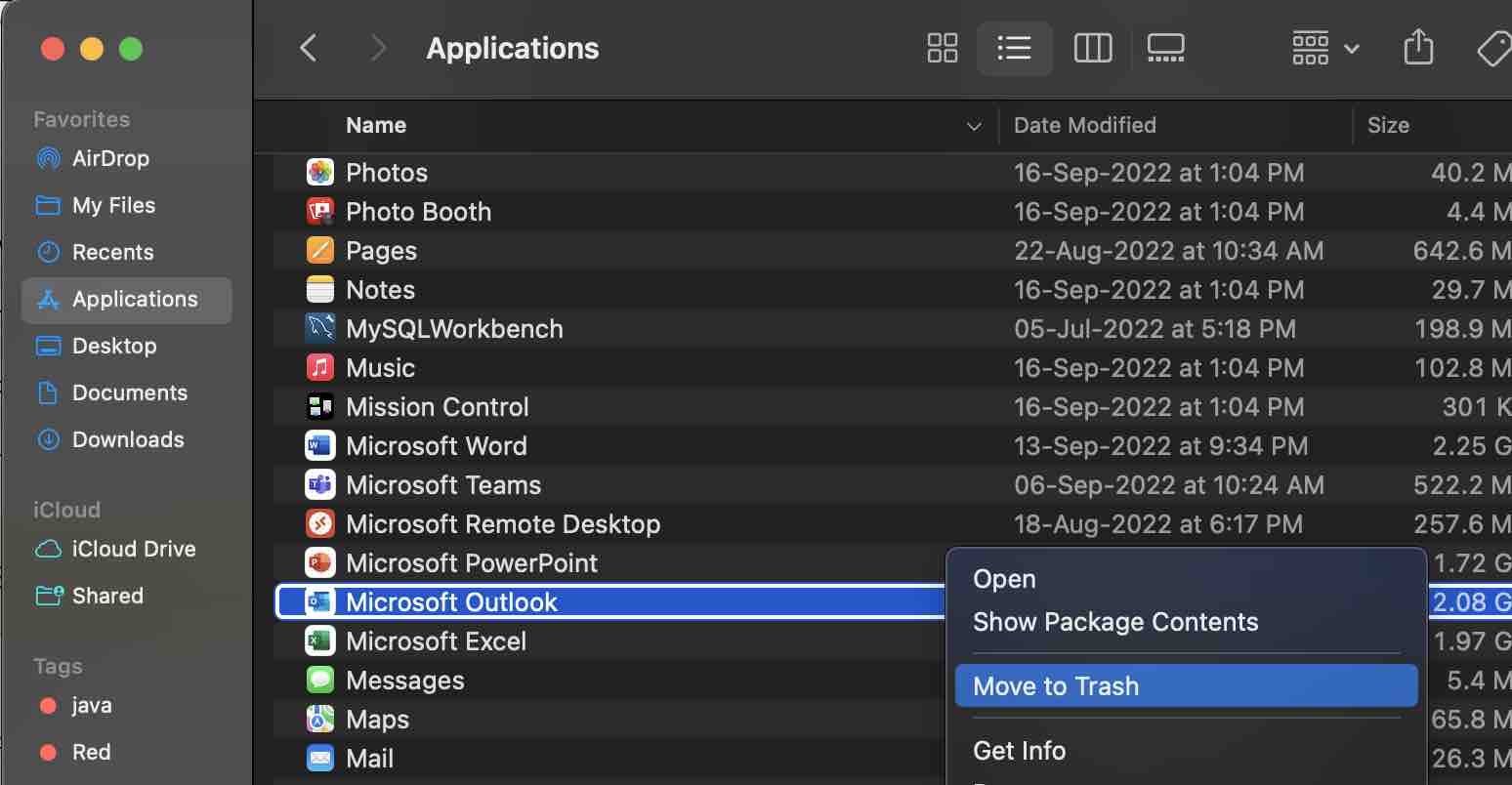Uninstall Microsoft Outlook from Mac